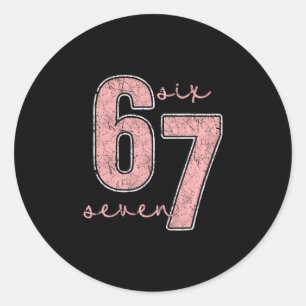 Sechs Sieben Pink Nummer 67 Paar 6 7 Paar Hallowee Runder Aufkleber