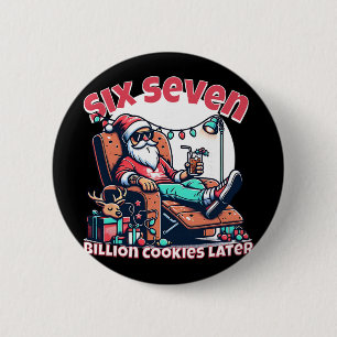 Sechs Sieben Santa-Kekse für lustigen Weihnachts-M Button