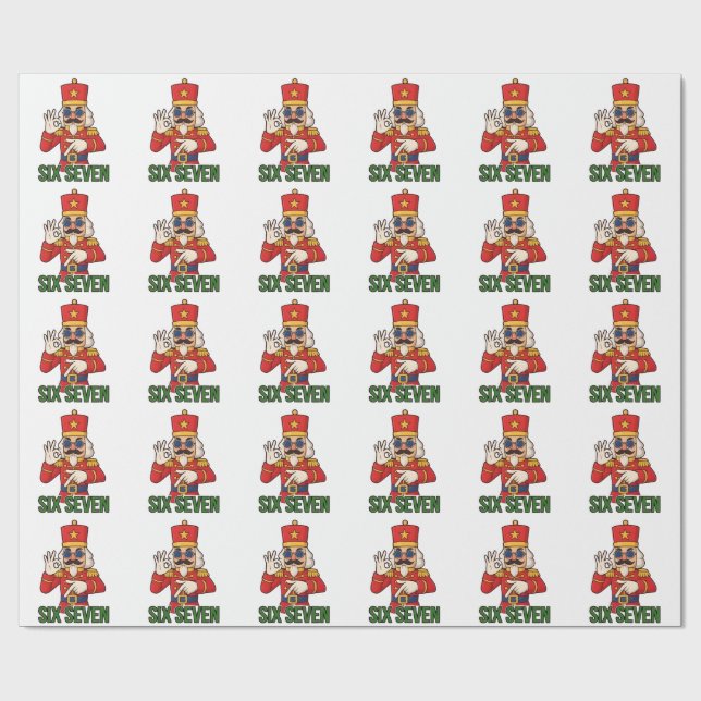 Sechs Sieben Schneemann Weihnachten Nussknacker 6  Geschenkpapier (Flach)