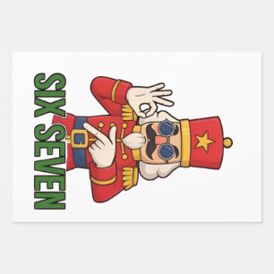 Sechs Sieben Schneemann Weihnachten Nussknacker 6  Geschenkpapier Set