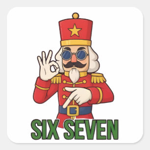 Sechs Sieben Schneemann Weihnachten Nussknacker 6 Quadratischer Aufkleber