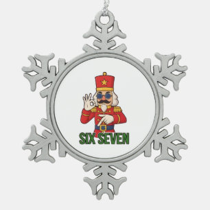 Sechs Sieben Schneemann Weihnachten Nussknacker 6 Schneeflocken Zinn-Ornament