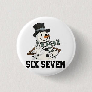 Sechs Sieben Schneemann Weihnachten Santa 6 7 Xmas Button