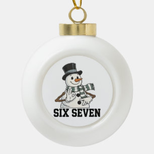 Sechs Sieben Schneemann Weihnachten Santa 6 7 Xmas Keramik Kugel-Ornament