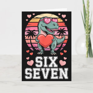 Sechs Sieben Valentinstag Dinosaurier T-Rex für Ki Karte