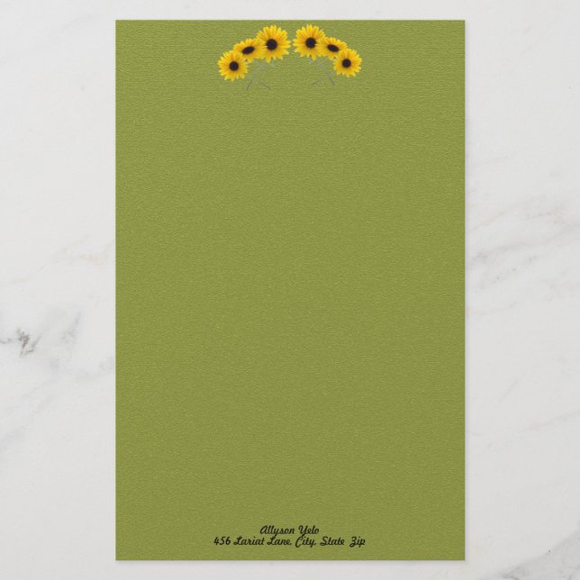 Sechs Sonnenblumen Blumenbanner Foto nach Maß Briefpapier (Vorderseite)