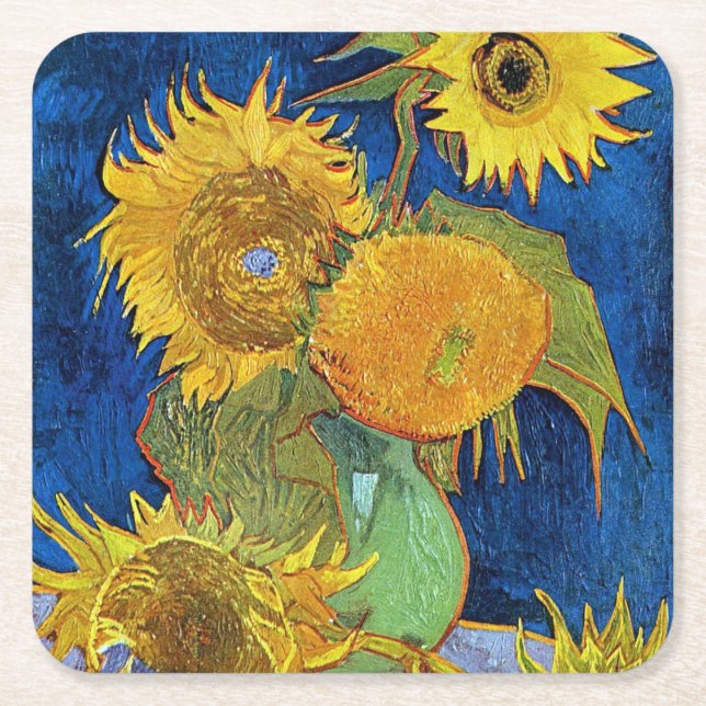 Sechs Sonnenblumen, Van Gogh Rechteckiger Pappuntersetzer (Vorderseite)