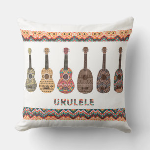 Sechs Ukulele-Muster-Kissen Kissen