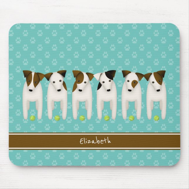 sechs whimsical Terrier Jack Russell Hunde Mousepad (Vorne)
