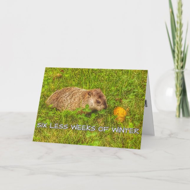 Sechs Wochen weniger Wintergrußkarte Karte (Vorderseite)