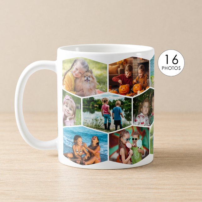 Sechseck 16 Foto-Collage modernes Muster Wrap Kaffeetasse (Von Creator hochgeladen)