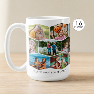 Sechseck 16 Foto-Collage-Muster-Wrap Personalisier Kaffeetasse
