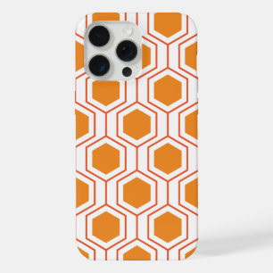 Sechseck abstrakt geometrisches Muster in Orange u iPhone 15 Pro Max Hülle