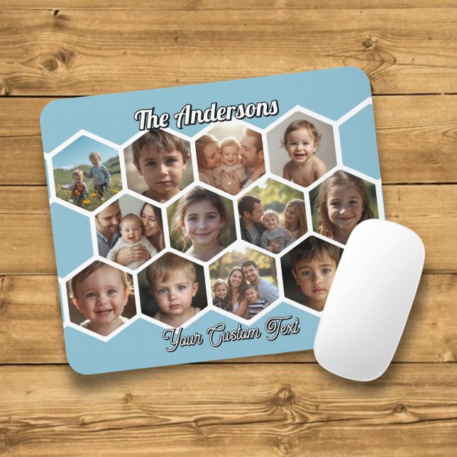 Sechseck-Familienfoto-Collage Mousepad (Von Creator hochgeladen)