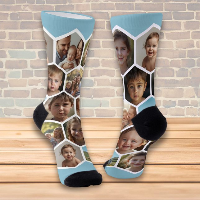 Sechseck-Familienfoto-Collage Socken (Von Creator hochgeladen)