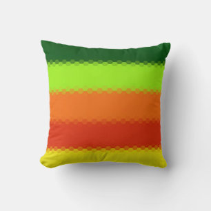Sechseck Grün Limette Orange Rot Gelb Retro Streif Kissen