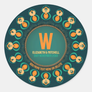 Sechseck-Kreis-Monogramm-Andenkenplatte Runder Aufkleber