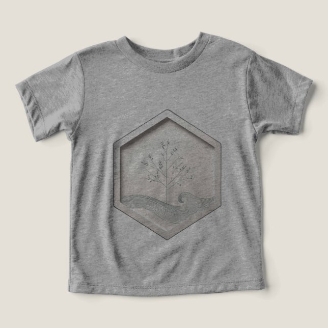 Sechseck mit minimalistischem Baum oder Welle umsc (Design Vorderseite)