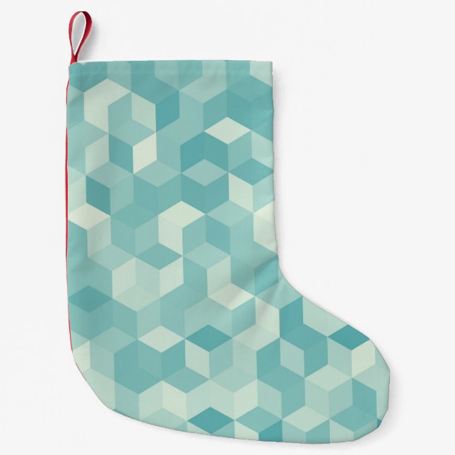 Sechseckblaues Muster Kleiner Weihnachtsstrumpf (Vorderseite)