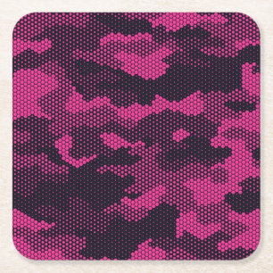 Sechseckige Camouflage, militärischer Hintergrund Rechteckiger Pappuntersetzer