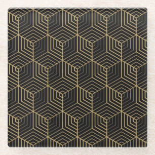 Sechseckige Harmonie: Art Deco Eleganz Glasuntersetzer