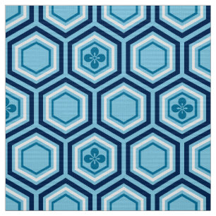 Sechseckiger Kimono-Druck, Marine und hellblaues Stoff