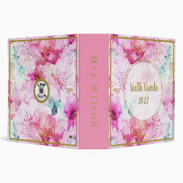 Sechste Stufe 2022 Blumenrosa und Gold 5,1 Cm Ordner