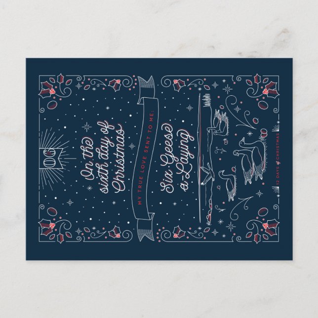 SECHSTER TAG DER KRISTMAS / Weihnachtspostkarte Feiertagspostkarte (Vorderseite)