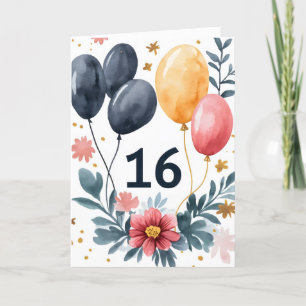 Sechzehn Blume Balloons Feiertagskarte