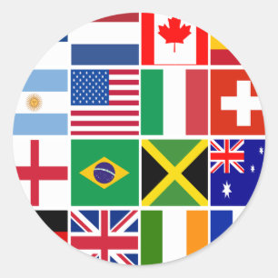Sechzehn Flaggen vieler Nations-T - Shirts, Runder Aufkleber