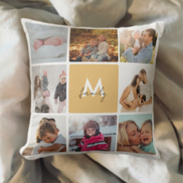Sechzehn FotoCollage einfache Monogram-Familie Kissen