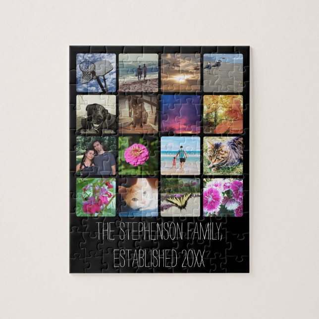 Sechzehn gerundete Ecken-Foto Collage oder Puzzle (Vertikal)