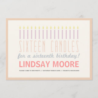 Sechzehn Kerzen zum Geburtstag einladen Einladung