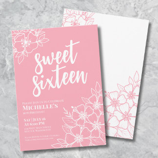 Sechzehn rosa Elegant Sweet 16 Party Einladung