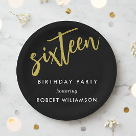 sechzehn zum schwarzen Geburtstag Pappteller