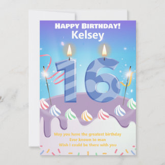 Sechzehnjährige Happy Birthday Card personalisiert