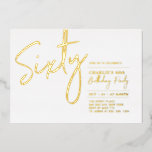 sechzig | 60. Geburtstagsparty Folieneinladung<br><div class="desc">Feiern Sie Ihren besonderen Tag mit dieser stilvollen 60. Geburtstagsfoto-Einladung. Dieses Design hat einen schicken Goldfolientext "Sixty" mit einem klaren Layout. Sie können die Briefmarke der reellen Folie wählen (Gold,  Silber,  Rose Gold). Weitere Designs und Party-Zubehör sind in meinem Shop BaraBomDesign erhältlich.</div>