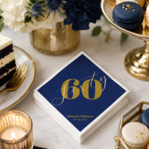 Sechzig Elegante Blau & Gold 60. Geburtstagseinlad