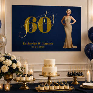Sechzig Elegantes Blau & Gold 60. Geburtstag Poster