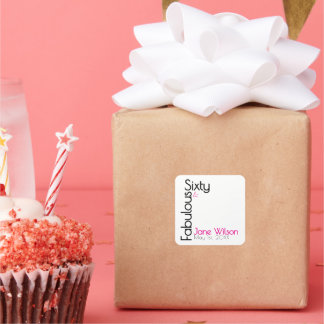 Sechzig Fabulous Geburtstag Chic Pink & Schwarz Quadratischer Aufkleber