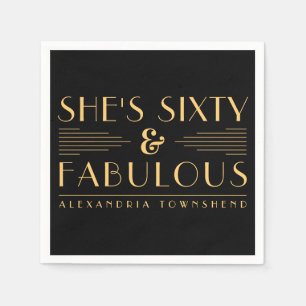 Sechzig & Fabulous Lines Art Deco 60. Geburtstag Serviette