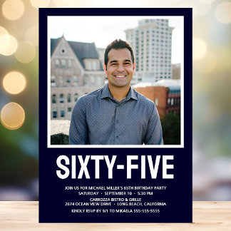Sechzig Fünf 65. Geburtstag Fett-Foto Einladung
