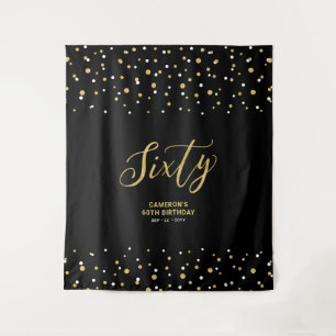 sechzig Gold & Black 60. Geburtstagsparty Hinter Wandteppich
