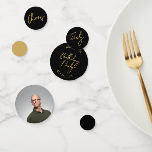 Sechzig Gold & Schwarz Moderne 60. Geburtstagsfe Konfetti