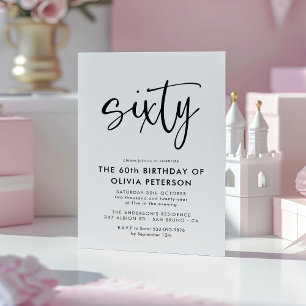 sechzig   Moderne 60. Schwarz & Weiß Geburtstagspa Magneteinladung