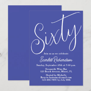 Sechzig moderne Script-Lavender Lila 60. Geburtsta Einladung