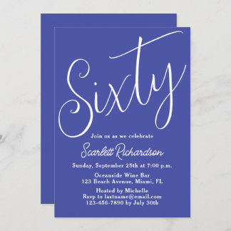 Sechzig moderne Script-Lavender Lila 60. Geburtsta Einladung