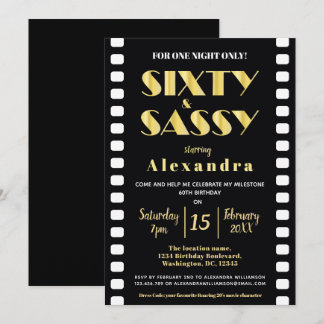 Sechzig & Sassy Gold Schwarze Roaring Twenties Fil Einladung