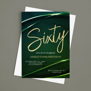 Sechzig Smaragdgrün und Gold 60. Geburtstag Einladung