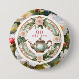 Sechzig Teeliebhaber Teekanne Blatt Blume 60. Gebu Button